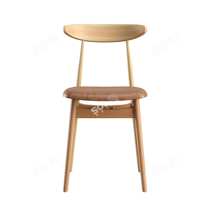 Scandinavian-Style Oak Dining Chair 3D model image 4