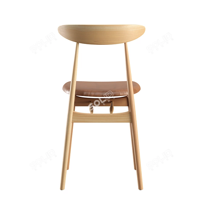 Scandinavian-Style Oak Dining Chair 3D model image 5
