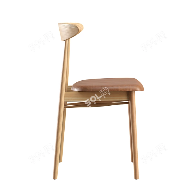 Scandinavian-Style Oak Dining Chair 3D model image 6