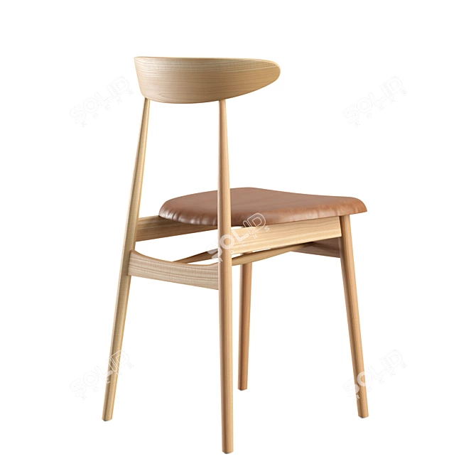 Scandinavian-Style Oak Dining Chair 3D model image 7