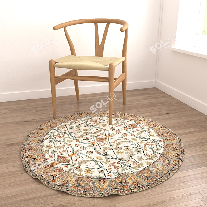 Round Rugs Set: Variety of Textures 3D model image 2