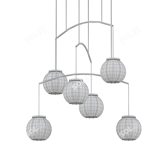 Golden Structure Pendant Light 3D model image 2