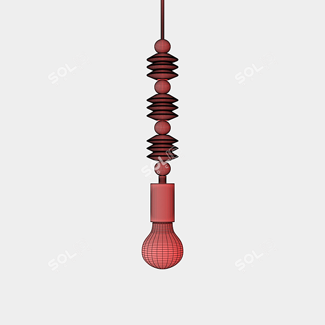 Sleek Wooden Hanging Lights 3D model image 3