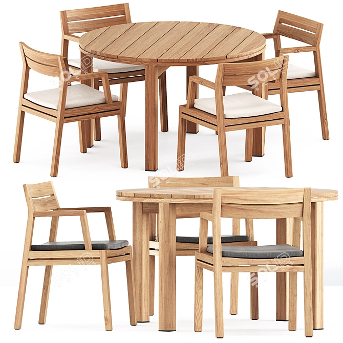 Stylish Costes Chair & Kos Teak Table 3D model image 1