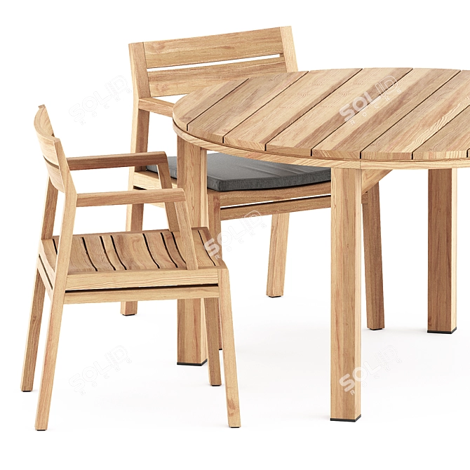 Stylish Costes Chair & Kos Teak Table 3D model image 2