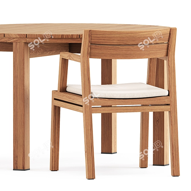 Stylish Costes Chair & Kos Teak Table 3D model image 3