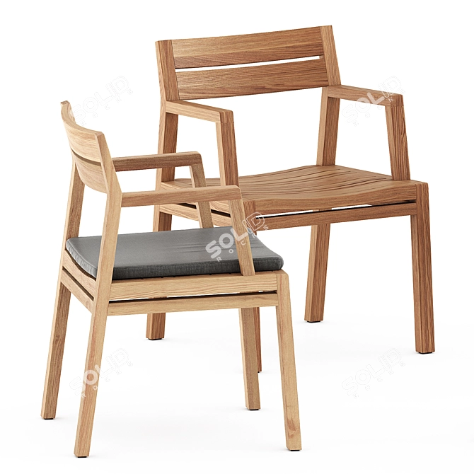 Stylish Costes Chair & Kos Teak Table 3D model image 4