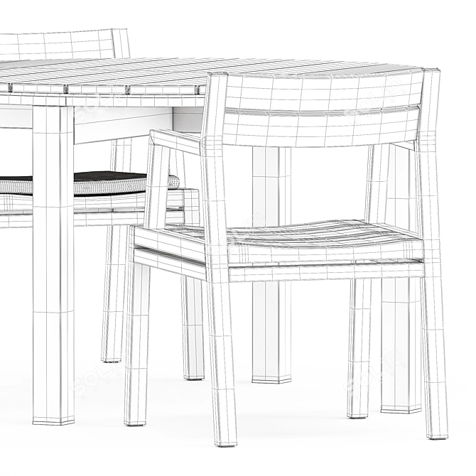Stylish Costes Chair & Kos Teak Table 3D model image 5