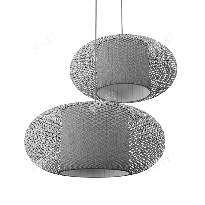 Rattan Pendant Light - Sleek and Stylish 3D model image 2