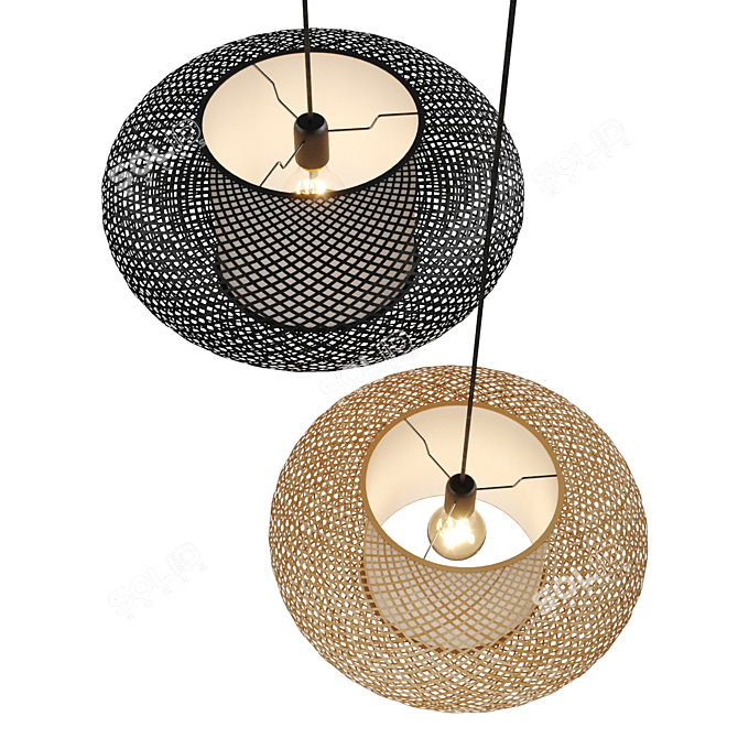 Rattan Pendant Light - Sleek and Stylish 3D model image 3