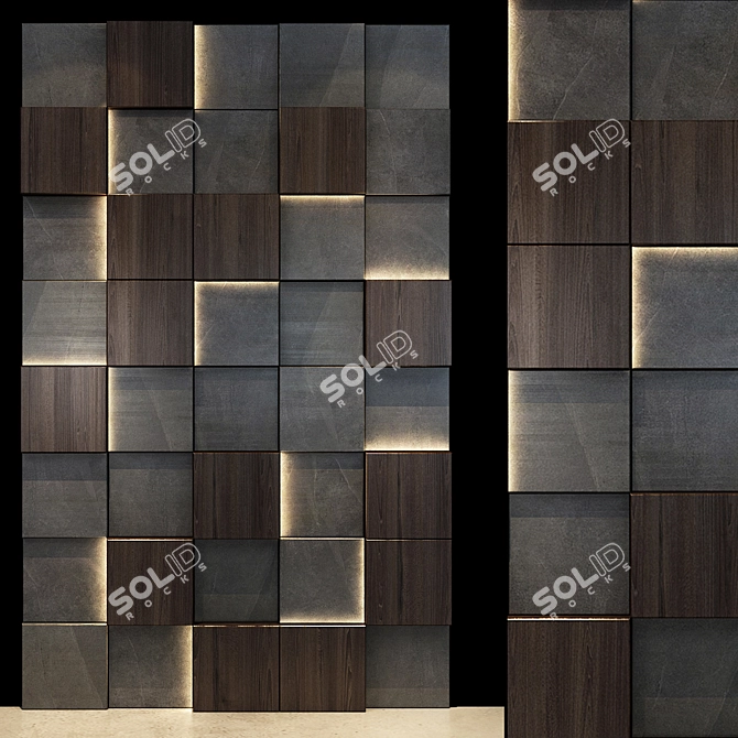 Modern Wood Wall Panel 63 3D model image 1