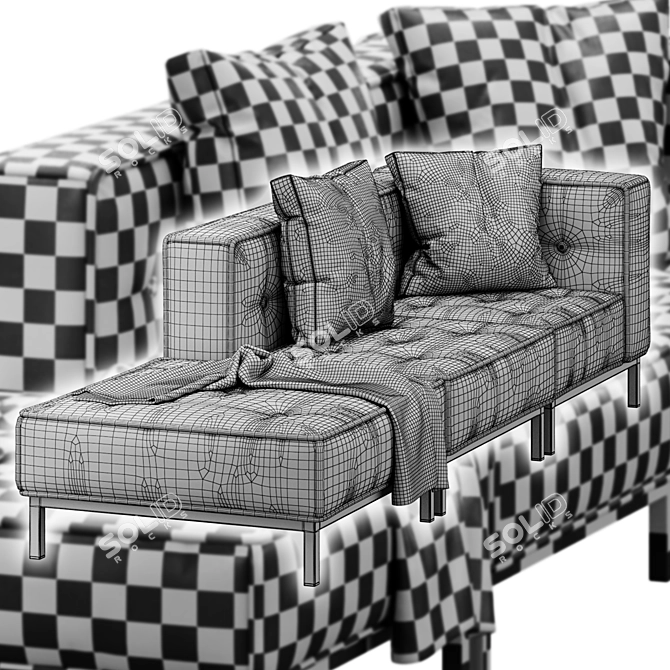 Cushy Modular Sofa with Metal Legs 3D model image 4