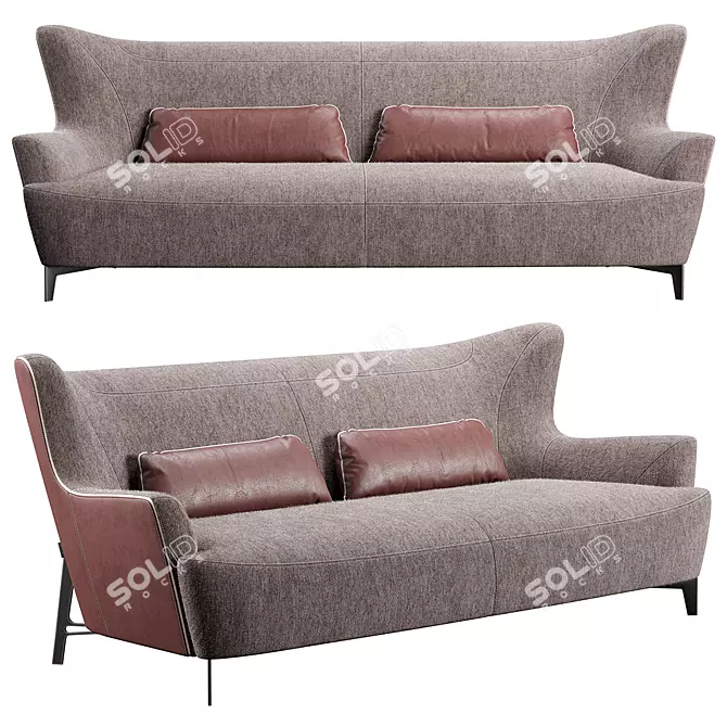 Borzalino Harmony: Stylish Sofa with Customizable Colors 3D model image 1