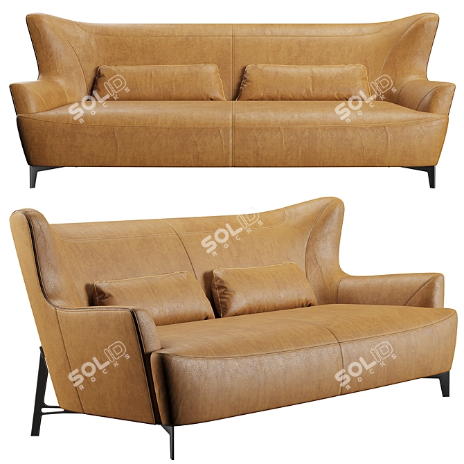 Borzalino Harmony: Stylish Sofa with Customizable Colors 3D model image 2