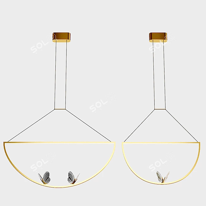 Babetta Duo Glass Pendant: Elegant Illumination 3D model image 3