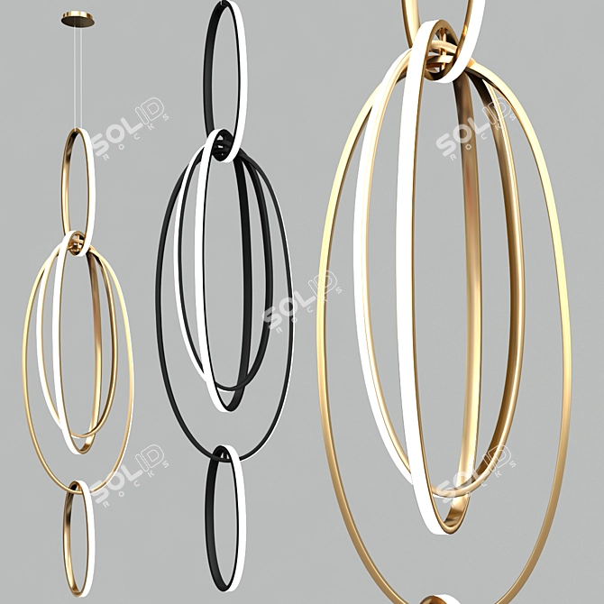 Elegant Ellipse Pendant Lamp 3D model image 1