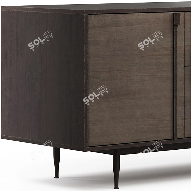 Elegant Wormy Maple Console 3D model image 2