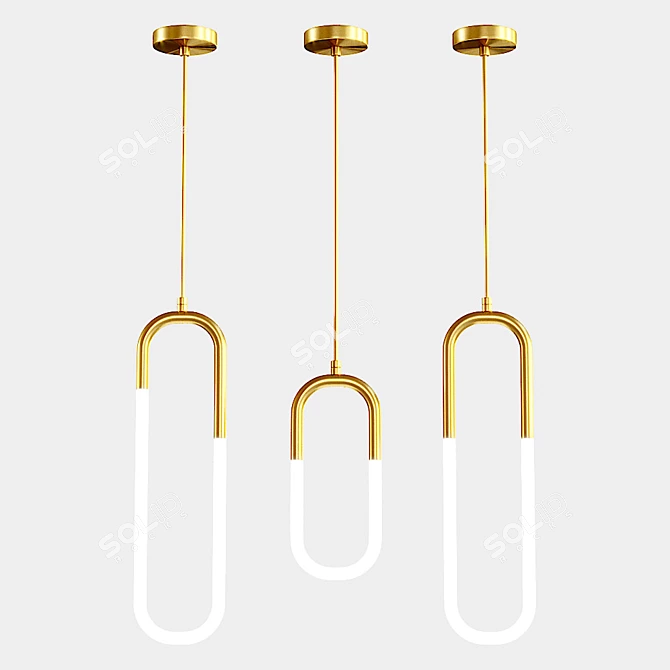 Gabi Pendant Lamp: Stylish Glass and Brass Lighting 3D model image 2