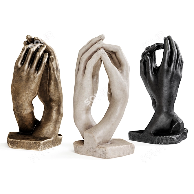 Eternal Grasp: Rodin Hands Sculpture 3D model image 1