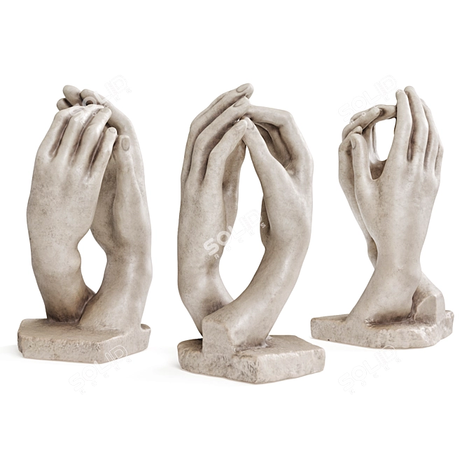 Eternal Grasp: Rodin Hands Sculpture 3D model image 3