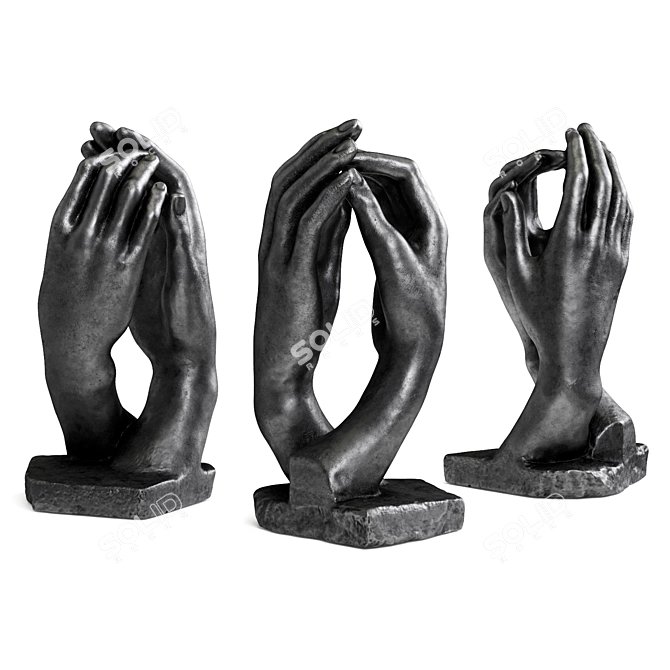 Eternal Grasp: Rodin Hands Sculpture 3D model image 4