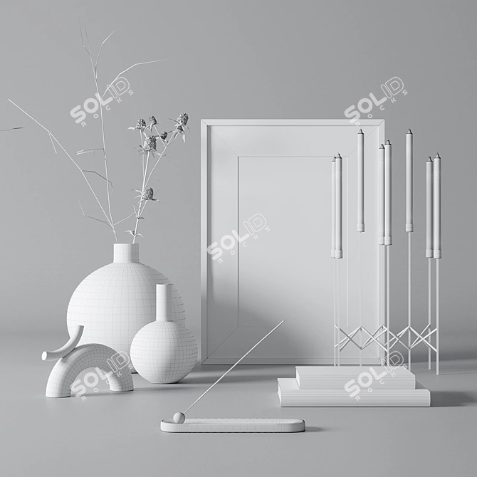 CB2 Deco Set: Vases, Sculptures, Candleholder 3D model image 4