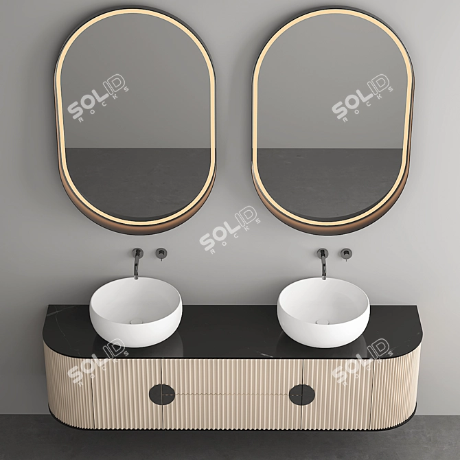 Sleek 2000mm Modern Washbasin 3D model image 3