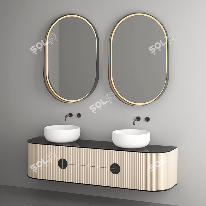 Sleek 2000mm Modern Washbasin 3D model image 4