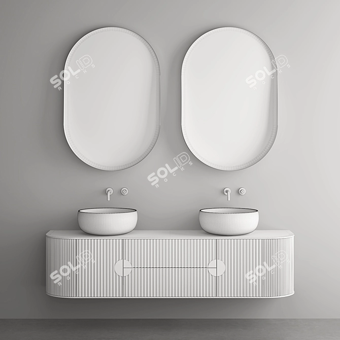 Sleek 2000mm Modern Washbasin 3D model image 6