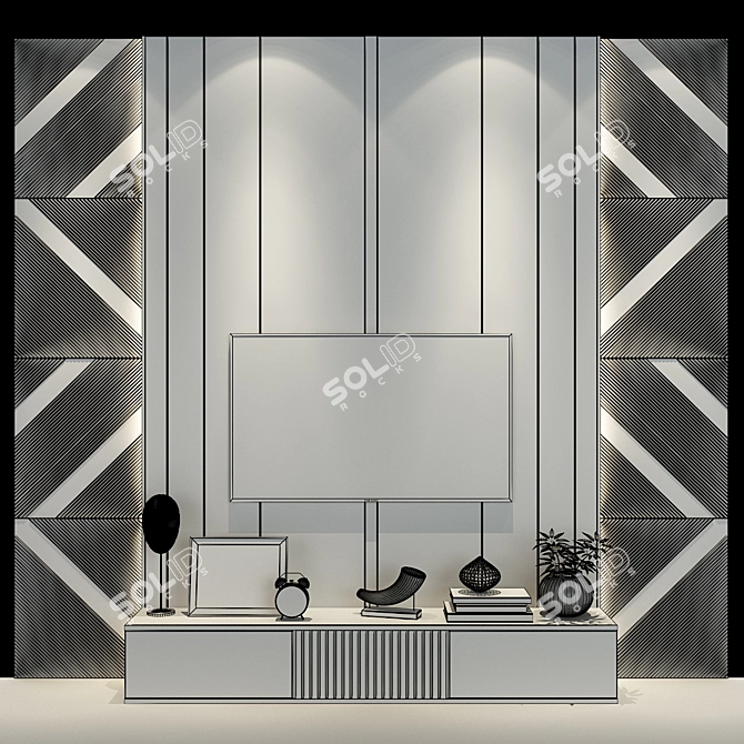 Modern TV Wall Set 243 3D model image 2