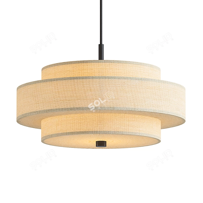 Elegant Shaded Drum Chandelier 3D model image 1