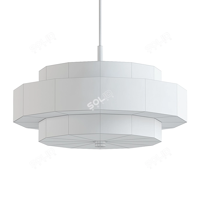 Elegant Shaded Drum Chandelier 3D model image 2