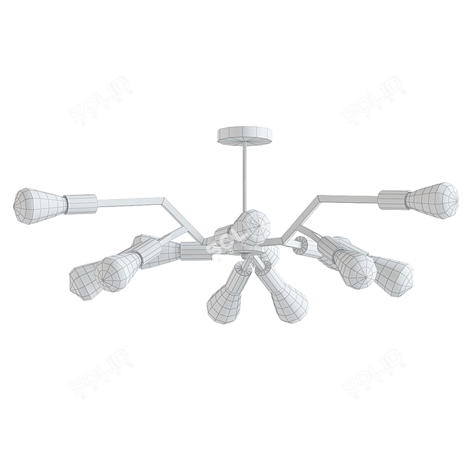 Minimalist 12-Light Sputnik Fixture 3D model image 2