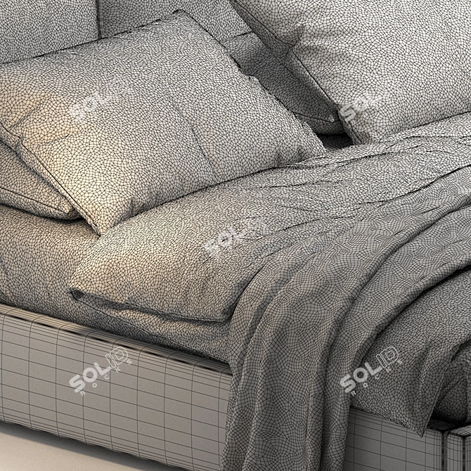 Luxury Leather Upholstered Bed 3D model image 7