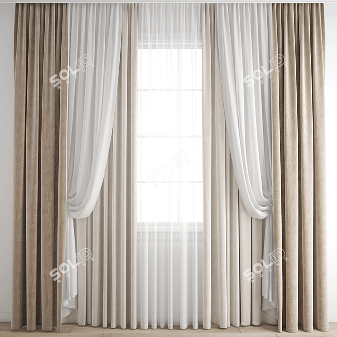 Polygonal Curtains: High Quality 3D Model 3D model image 1