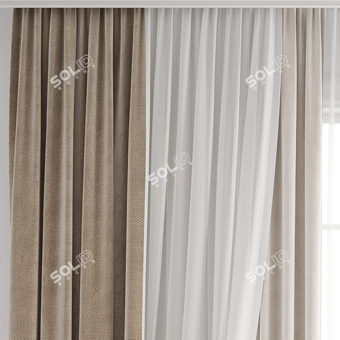 Polygonal Curtains: High Quality 3D Model 3D model image 2