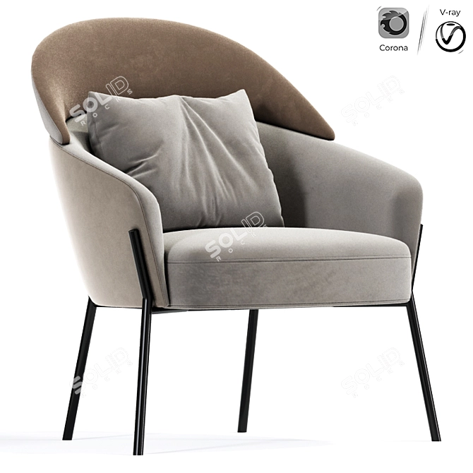 Wam Lounge Armchair: Unrivaled Comfort & Style 3D model image 1