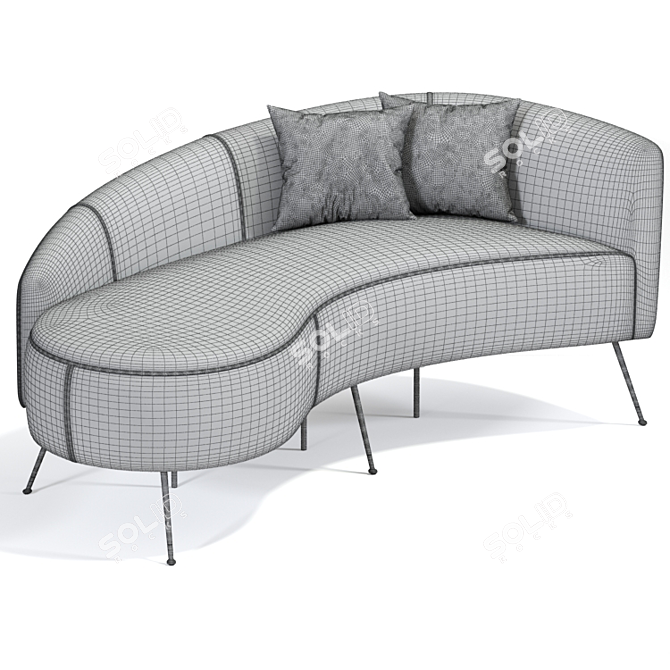 Elegant Diwan Chaise Sofa 3D model image 3