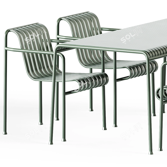 Hay Steel Garden Set: 160cm Table & Palissade Armchair 3D model image 2