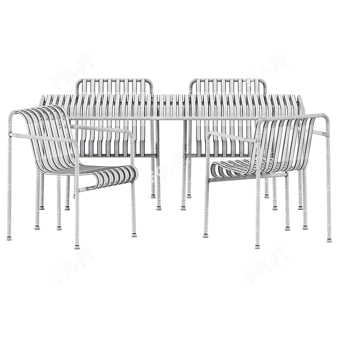 Hay Steel Garden Set: 160cm Table & Palissade Armchair 3D model image 6