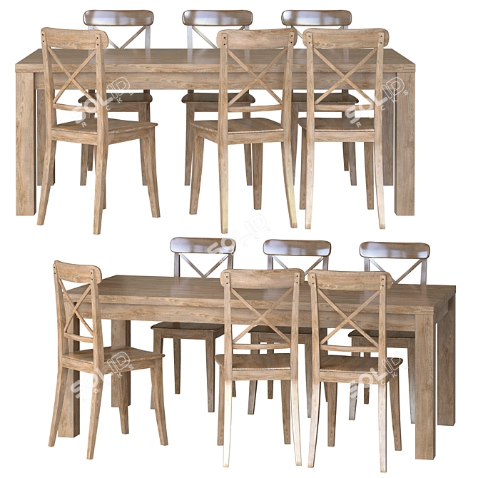 Ambrosh Dining Set: Stylish and Space-saving 3D model image 1