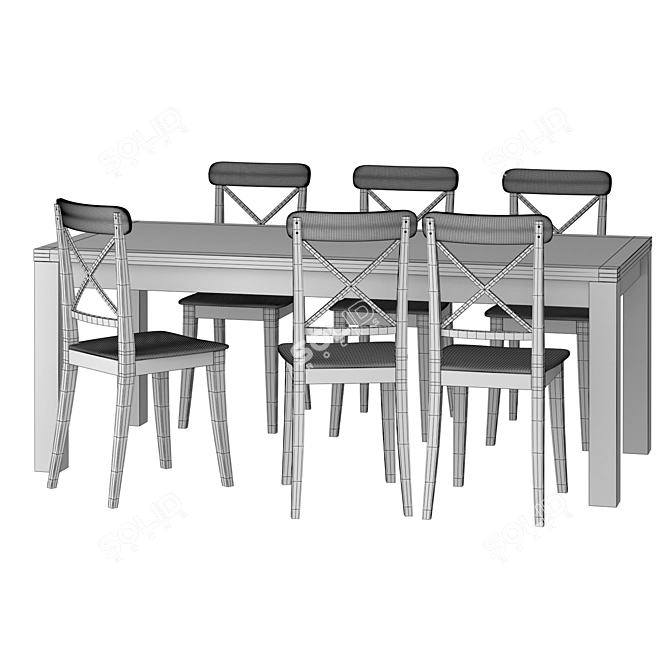 Ambrosh Dining Set: Stylish and Space-saving 3D model image 2