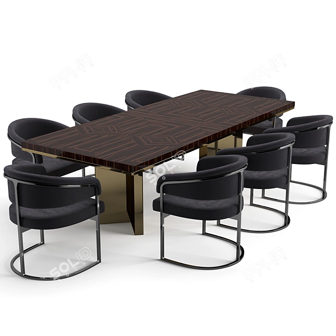 Elegant Visionnaire Dining Set: Clem Chair & Temptation Table 3D model image 2