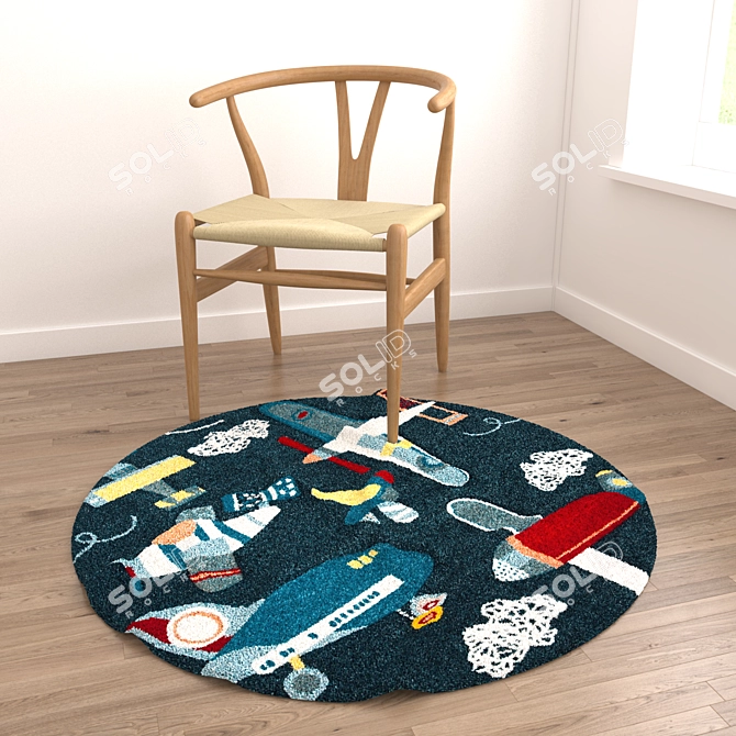 Versatile 8-Piece Rug Set: VRayFur, Displacement mods. 3D model image 3