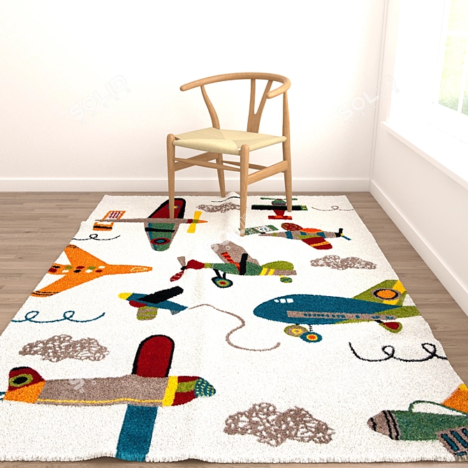 Versatile 8-Piece Rug Set: VRayFur, Displacement mods. 3D model image 4