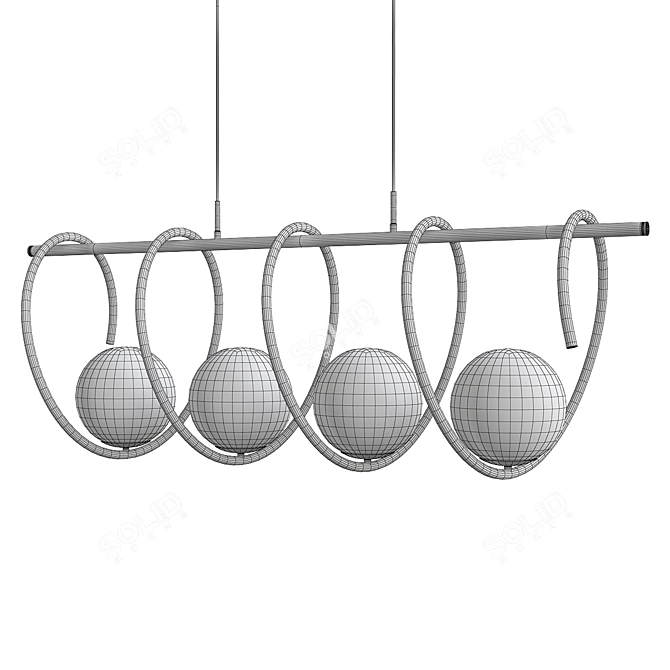 Modern Gubbio Linear Chandelier 3D model image 2