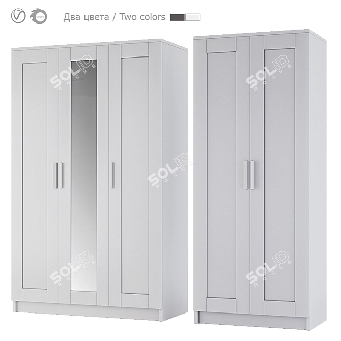 Modern 3-Door Wardrobe: IKEA BRIMNES 3D model image 2