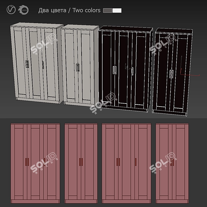 Modern 3-Door Wardrobe: IKEA BRIMNES 3D model image 3