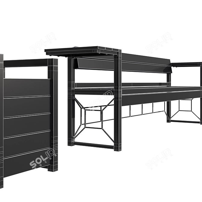 Urban Loft Park Bench: Stylish Seating Set 3D model image 4