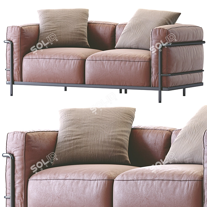 Luxurious Cassina LC3 Leather Sofa 3D model image 7